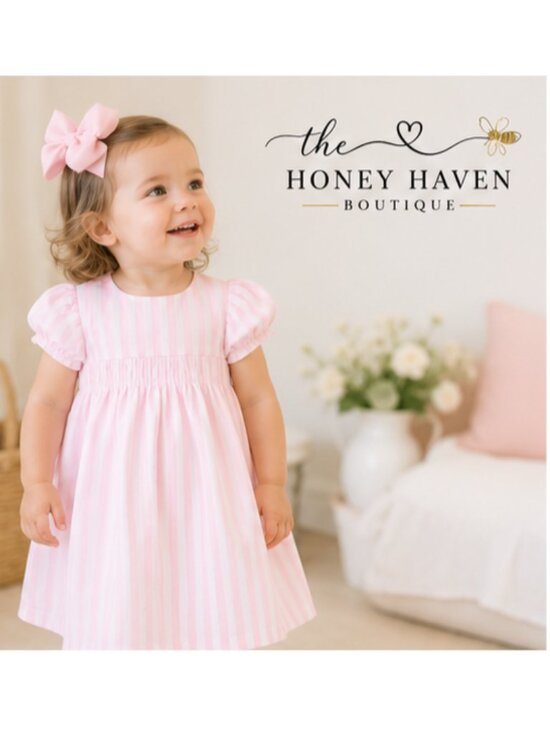 Other - 💕 Pink Stripe Puff Sleeve Dress 💕
